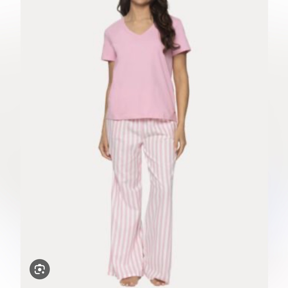 Felina Women’s 2 Piece Pajama Set Sea Pink Stripe NWT Size M